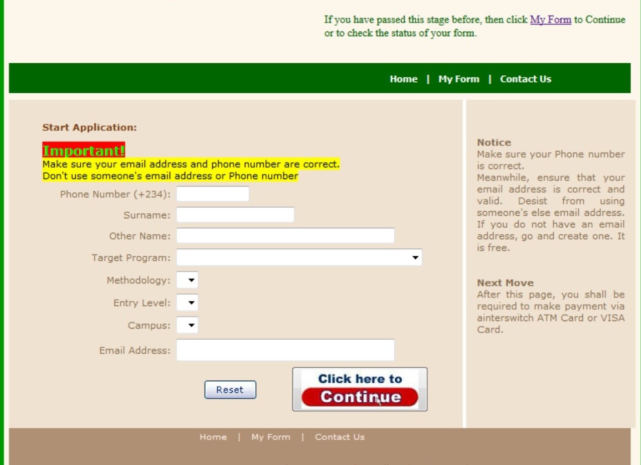 The First Page of the Form